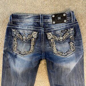 Miss Me Jeans Women's Size 28 Blue Boot cut Embellished JP5838B3 Flap Y2K F441